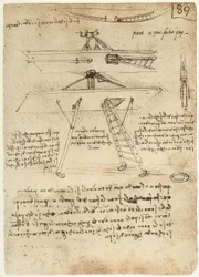 Ms B fol.89r飛行機械の離着陸装置、1487-90